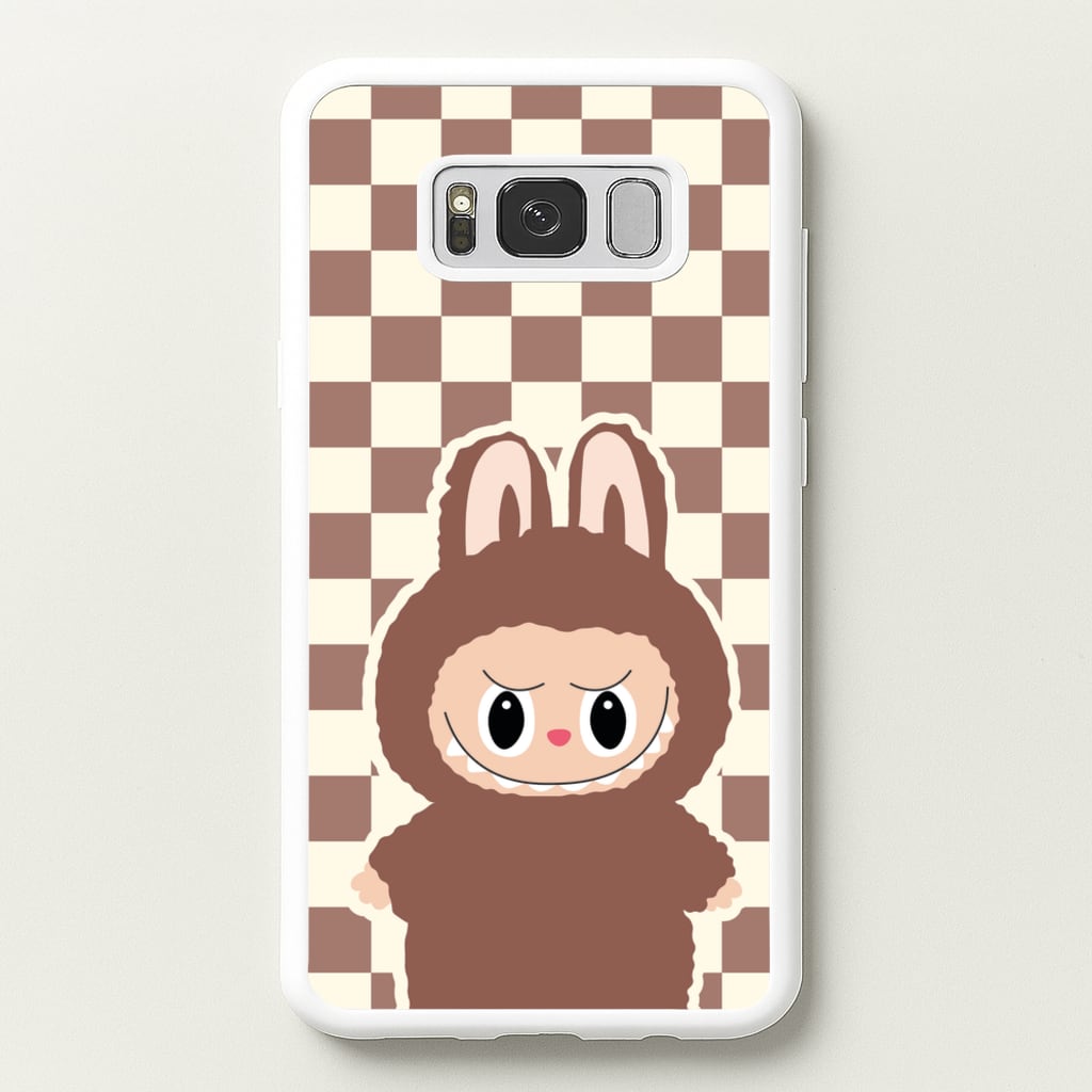 Checkered Cute Brown Monster - Plushy Phone Case for Galaxy S8