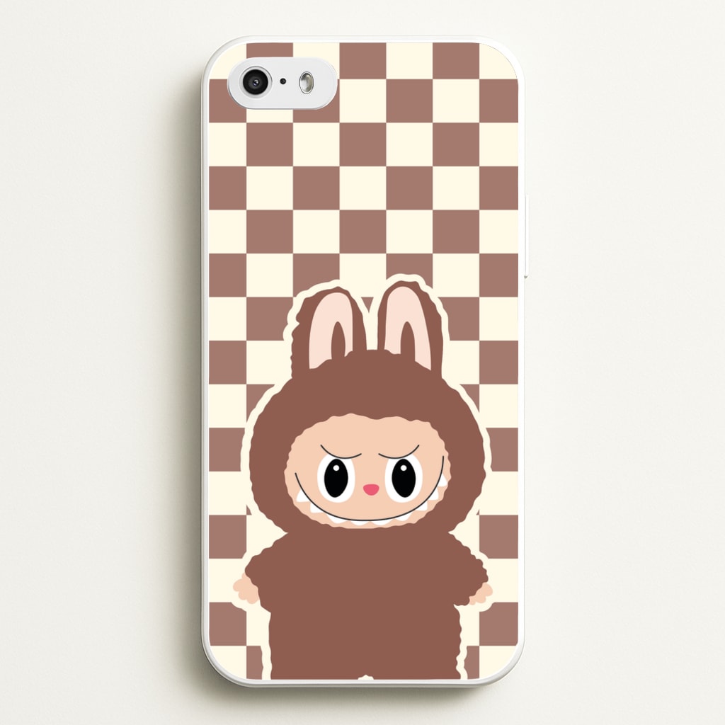 Checkered Cute Brown Monster - Plushy Phone Case for iPhone 5 / 5s / SE 2016