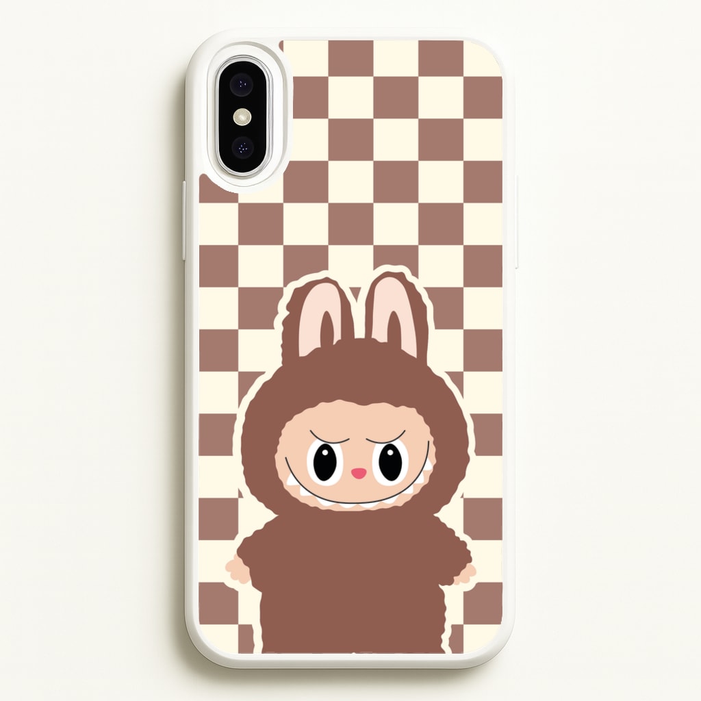 Checkered Cute Brown Monster - Plushy Phone Case for iPhone XS Max