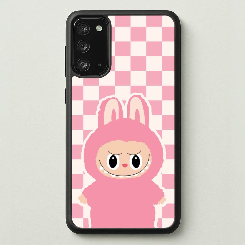 Checkered Cute Pink Monster - Plushy Phone Case for Galaxy Note 20