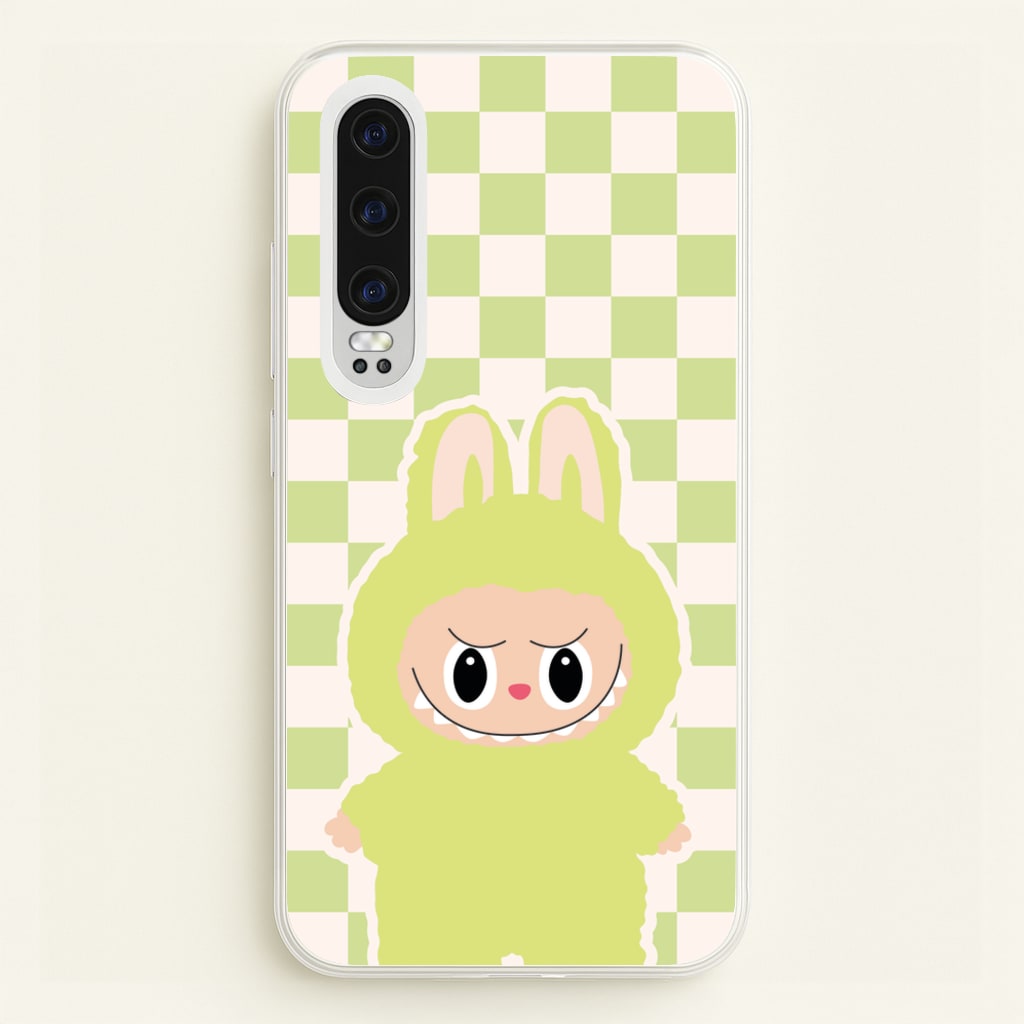 Checkered Cute Green Monster - Plushy Phone Case for Huawei P30