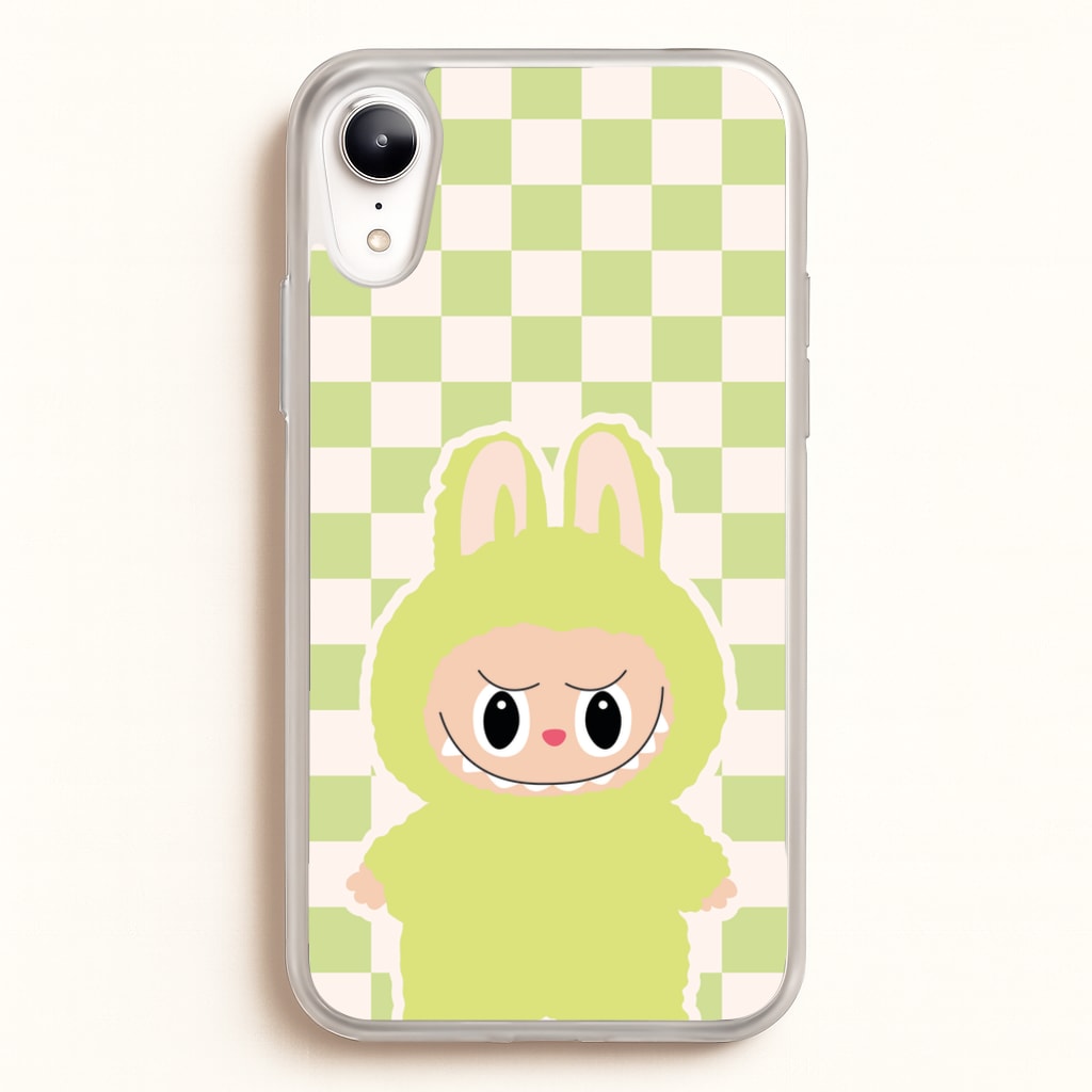 Checkered Cute Green Monster - Plushy Phone Case for iPhone XR