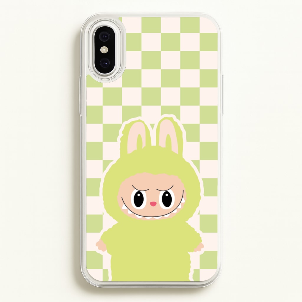 Checkered Cute Green Monster - Plushy Phone Case for iPhone XS Max