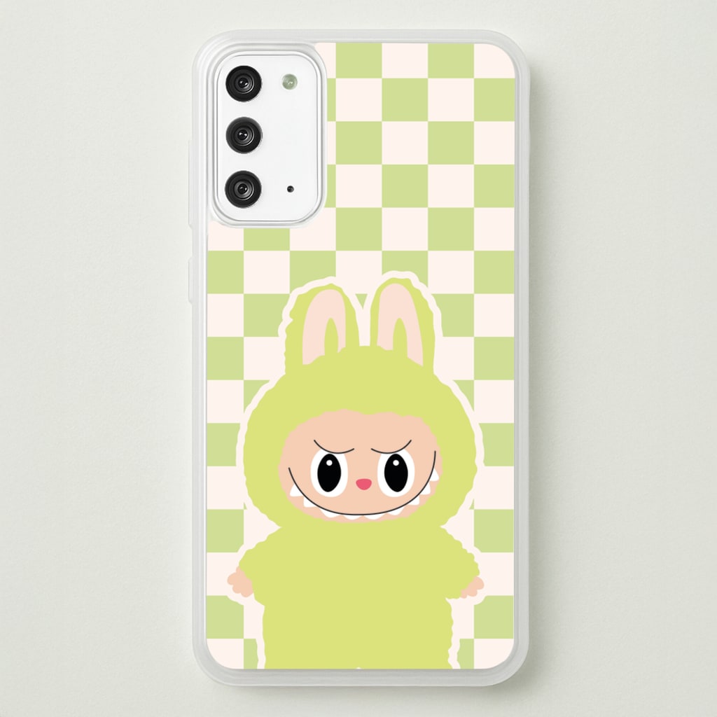 Checkered Cute Green Monster - Plushy Phone Case for Galaxy Note 20