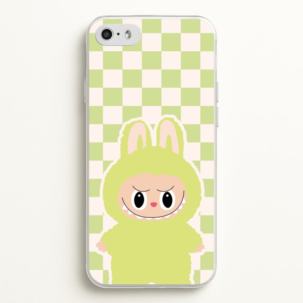 Checkered Cute Green Monster - Plushy Phone Case for iPhone 5 / 5s / SE 2016