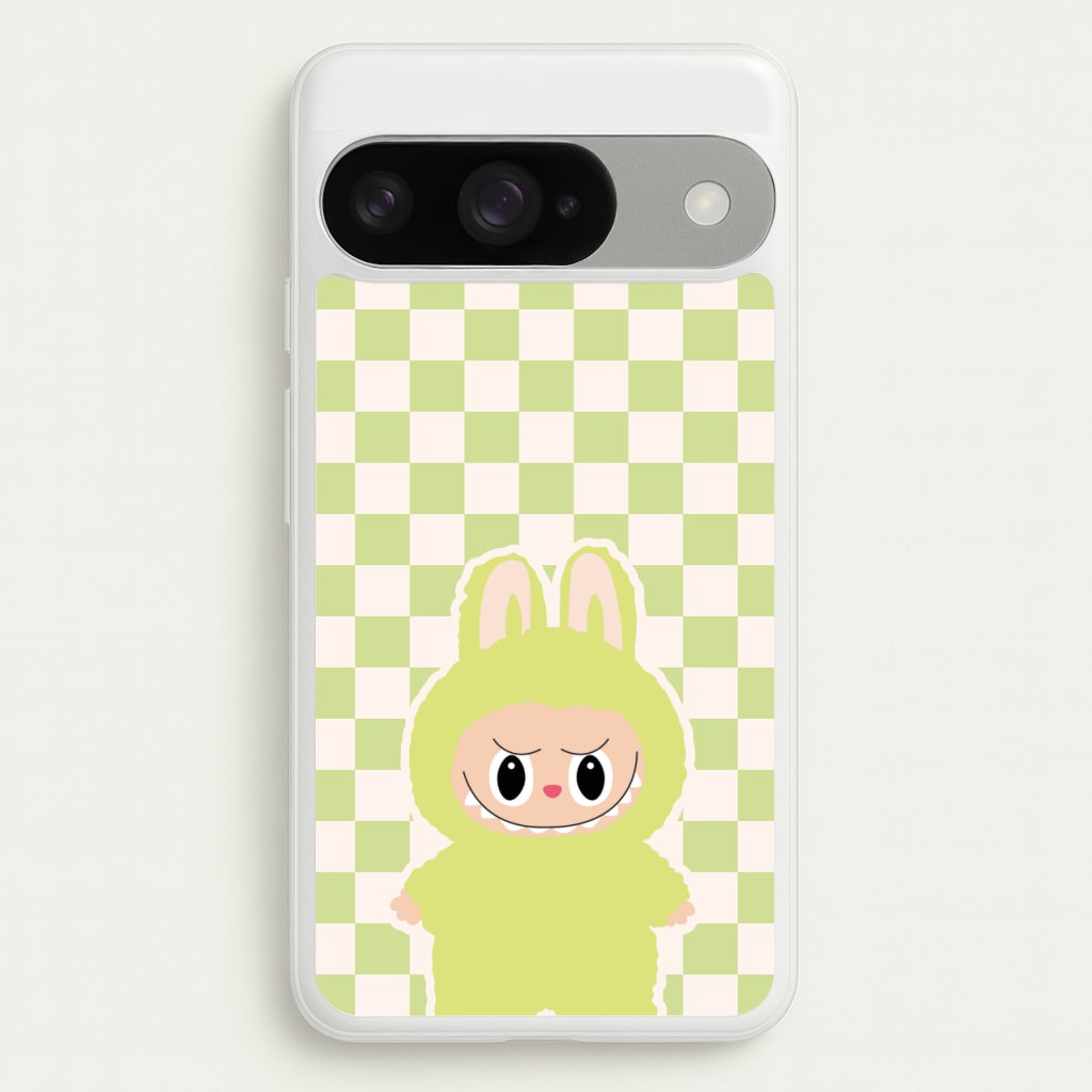 Checkered Cute Green Monster Phone Case for Google Pixel 10 / 10 Pro