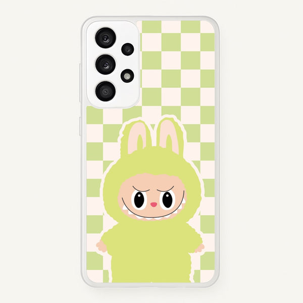 Checkered Cute Green Monster - Plushy Phone Case for Galaxy A53