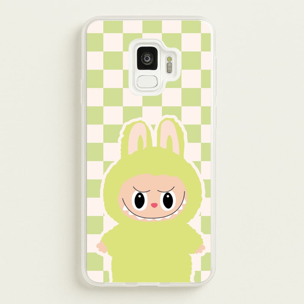 Checkered Cute Green Monster - Plushy Phone Case for Galaxy S9