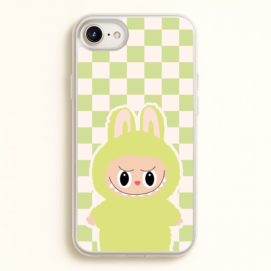 Checkered Cute Green Monster - Plushy Phone Case for iPhone 6 / 7 / 8 / SE