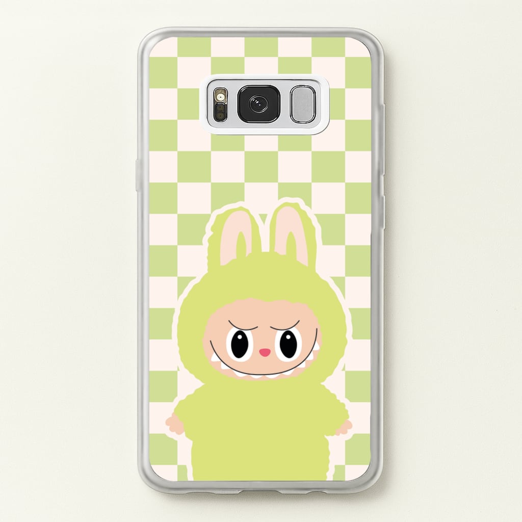 Checkered Cute Green Monster - Plushy Phone Case for Galaxy S8