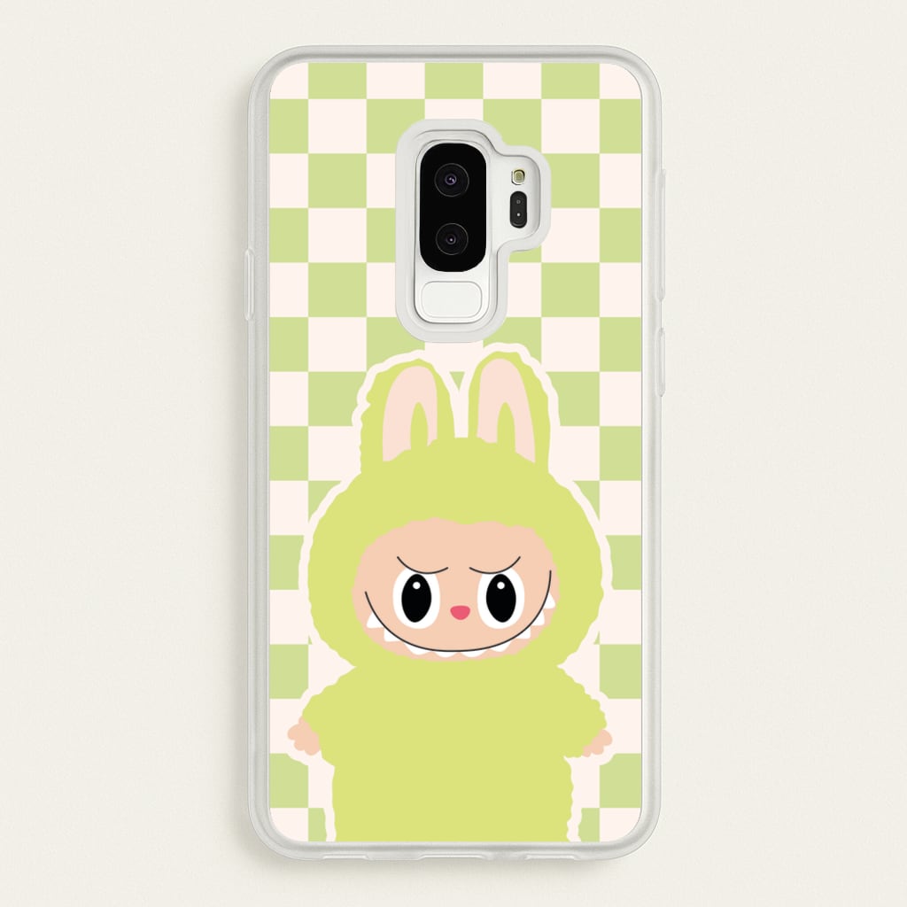 Checkered Cute Green Monster - Plushy Phone Case for Galaxy S9 Plus