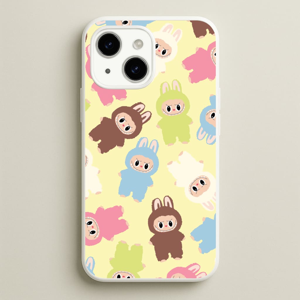 Colourful Little Monsters Pattern - Plushy Phone Case for iPhone 14