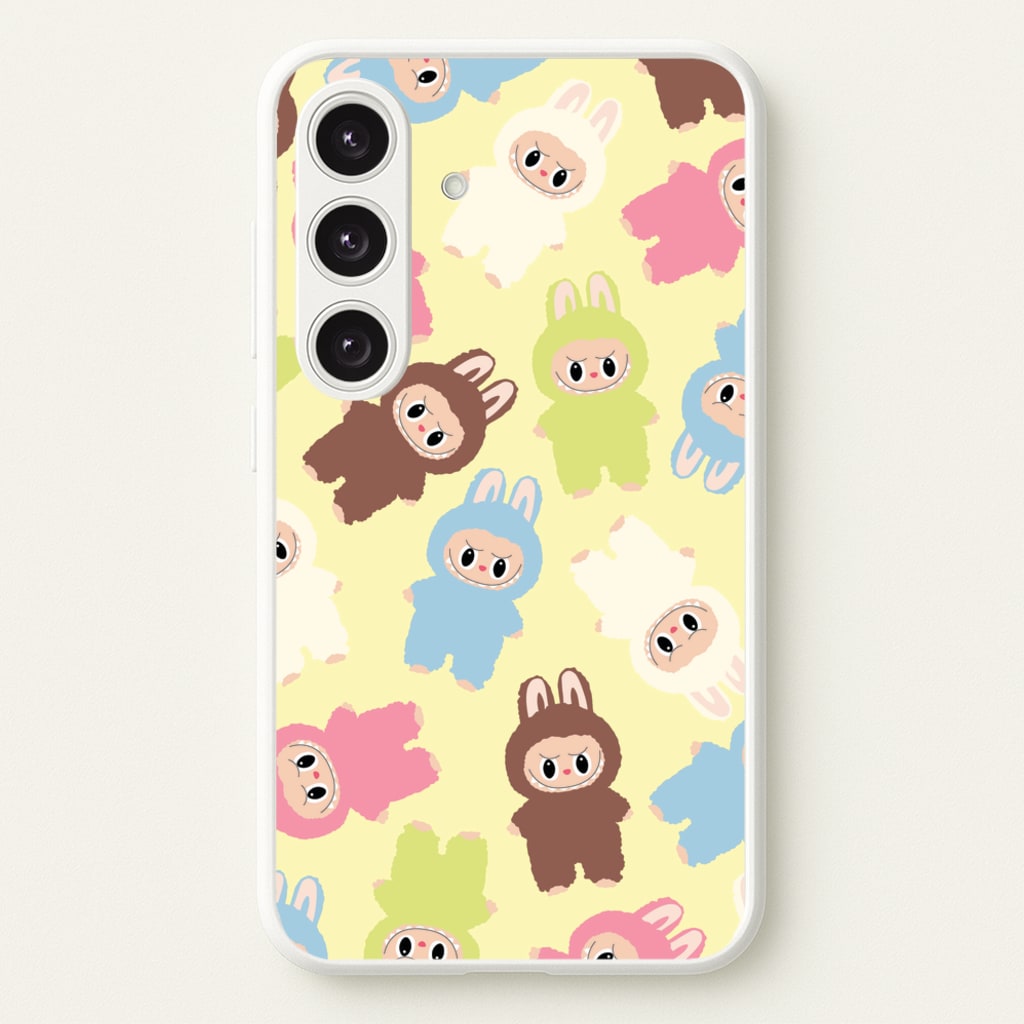 Colourful Little Monsters Pattern - Plushy Phone Case for Galaxy S24
