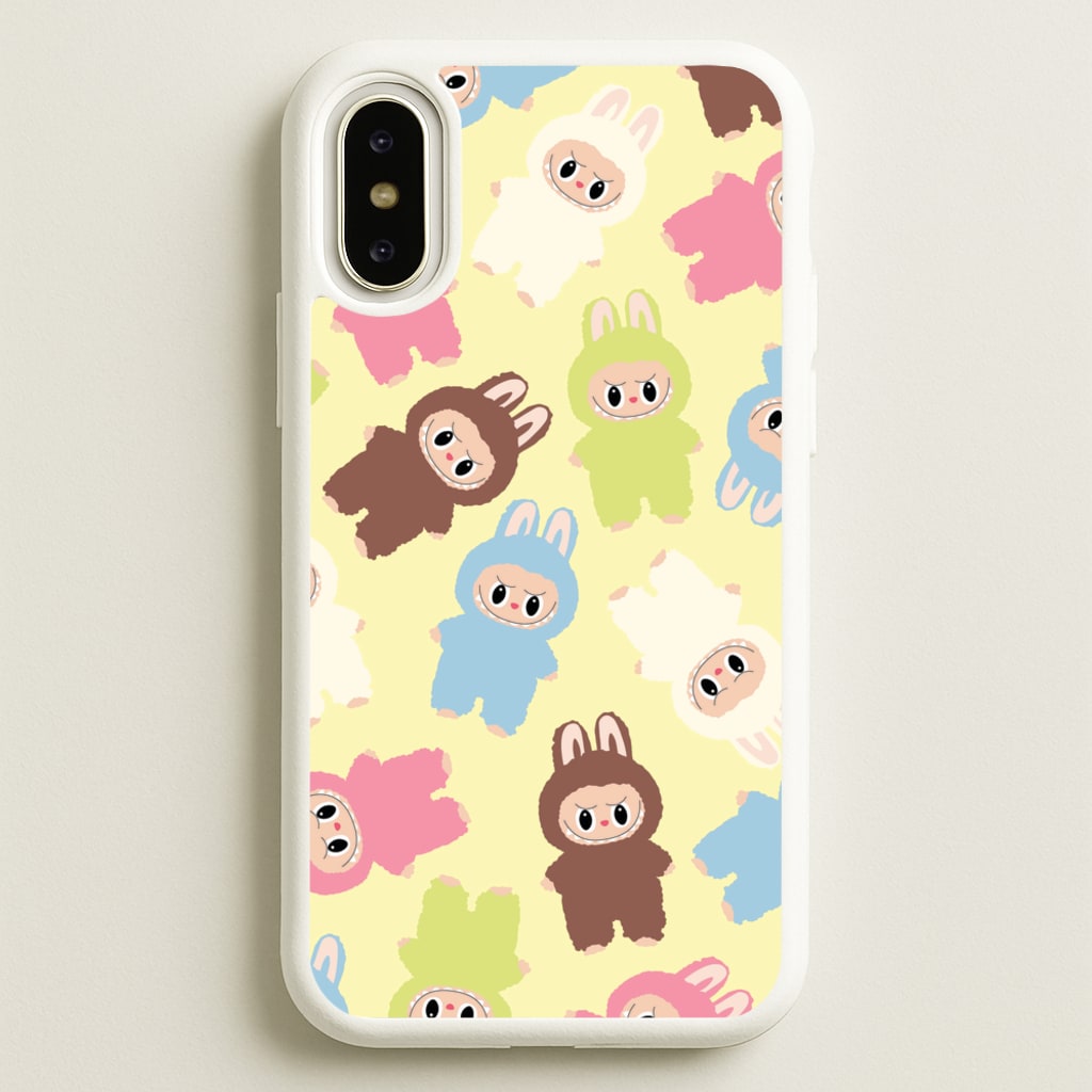 Colourful Little Monsters Pattern - Plushy Phone Case for iPhone X / XS