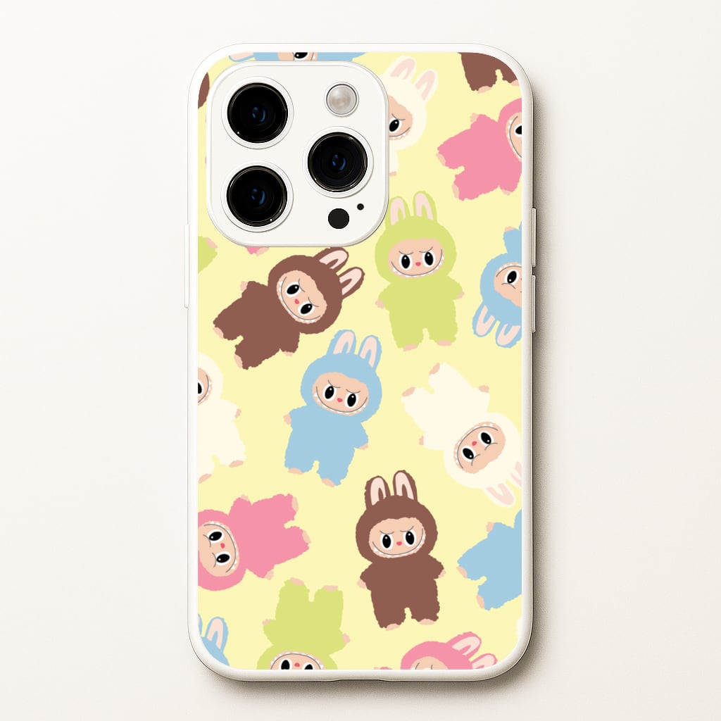 Colourful Little Monsters Pattern - Plushy Phone Case for iPhone 15 Pro
