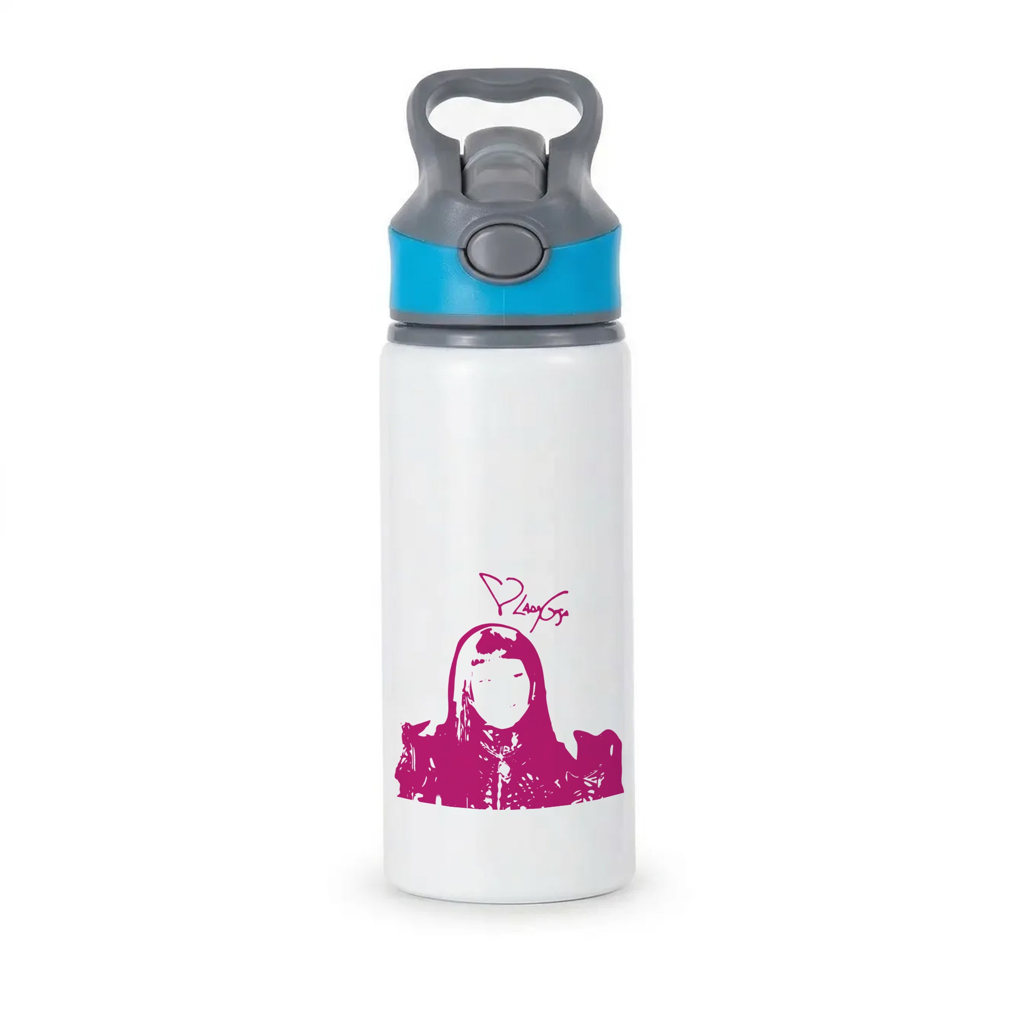 Pink Gaga Silhouette Active Water Bottle - Blue