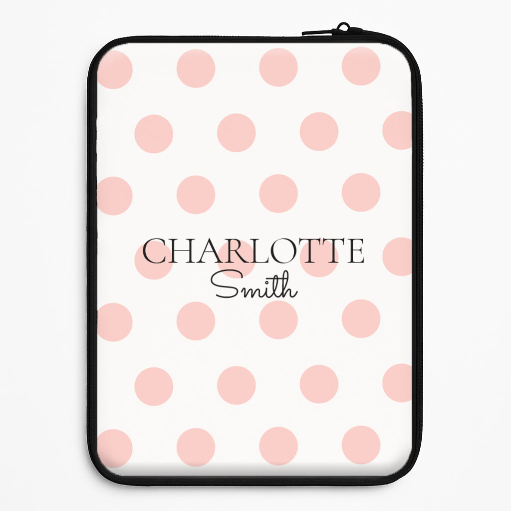 Pink Polka Dot Personalised Laptop Sleeve