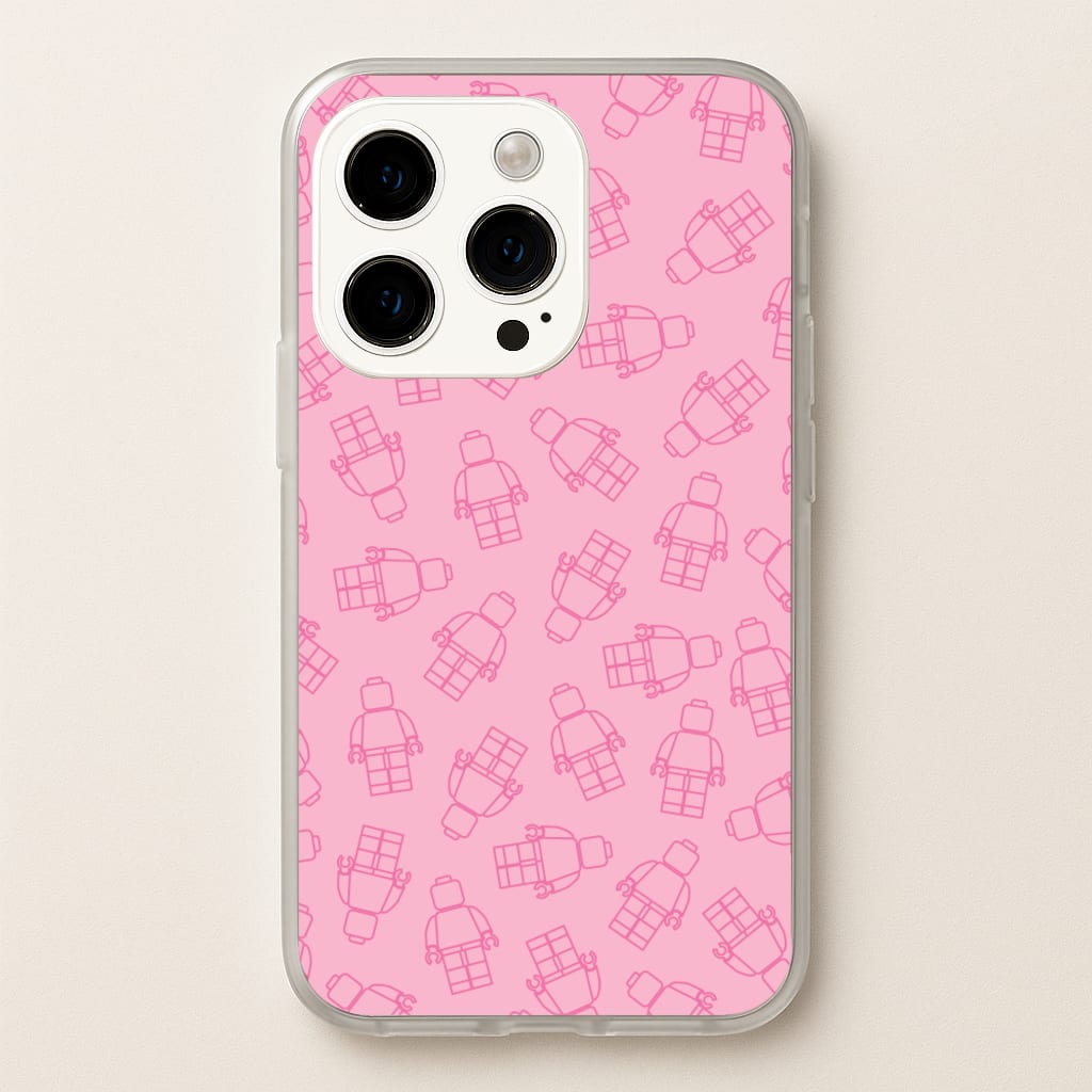Bricks Figures Pattern Pink - Bricks Phone Case for iPhone 15 Pro