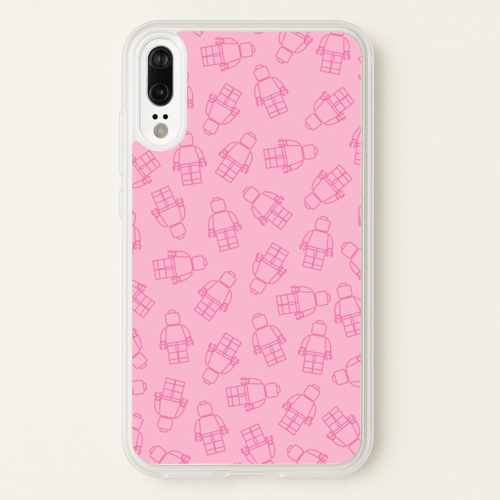 Bricks Figures Pattern Pink - Bricks Phone Case for Huawei P20