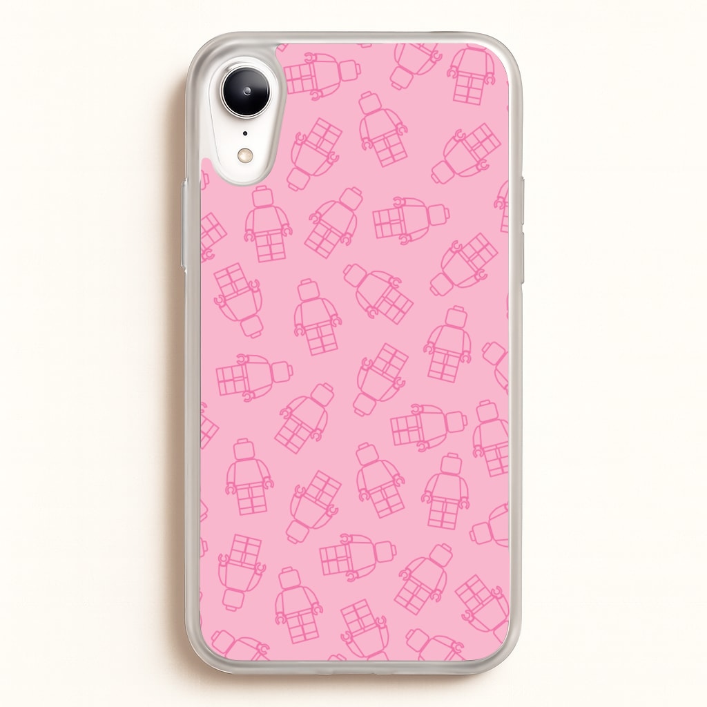 Bricks Figures Pattern Pink - Bricks Phone Case for iPhone XR