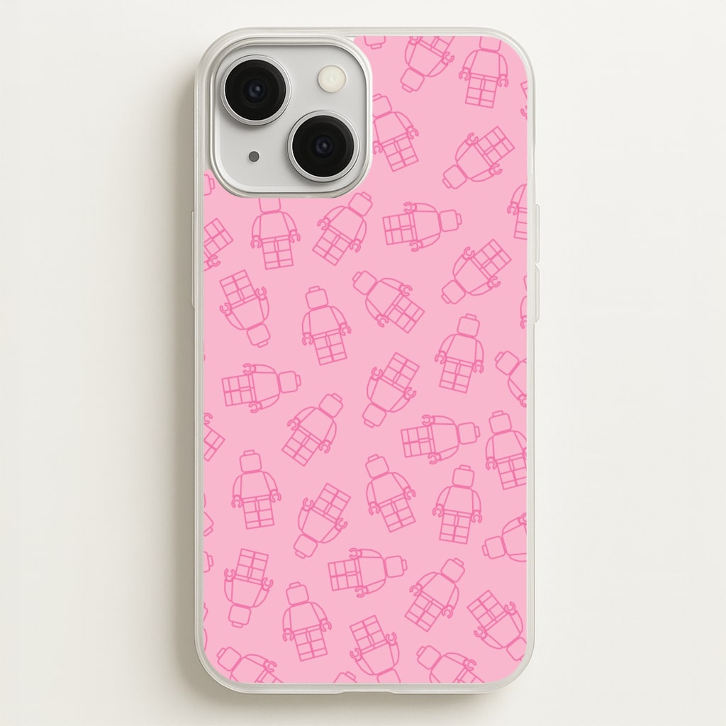 Bricks Figures Pattern Pink - Bricks Phone Case for iPhone 13