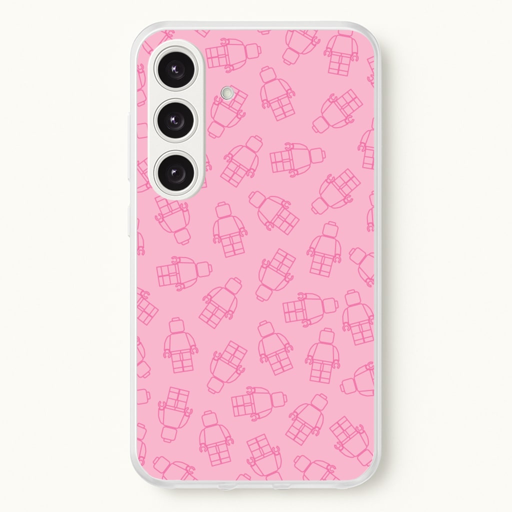 Bricks Figures Pattern Pink - Bricks Phone Case for Galaxy S24