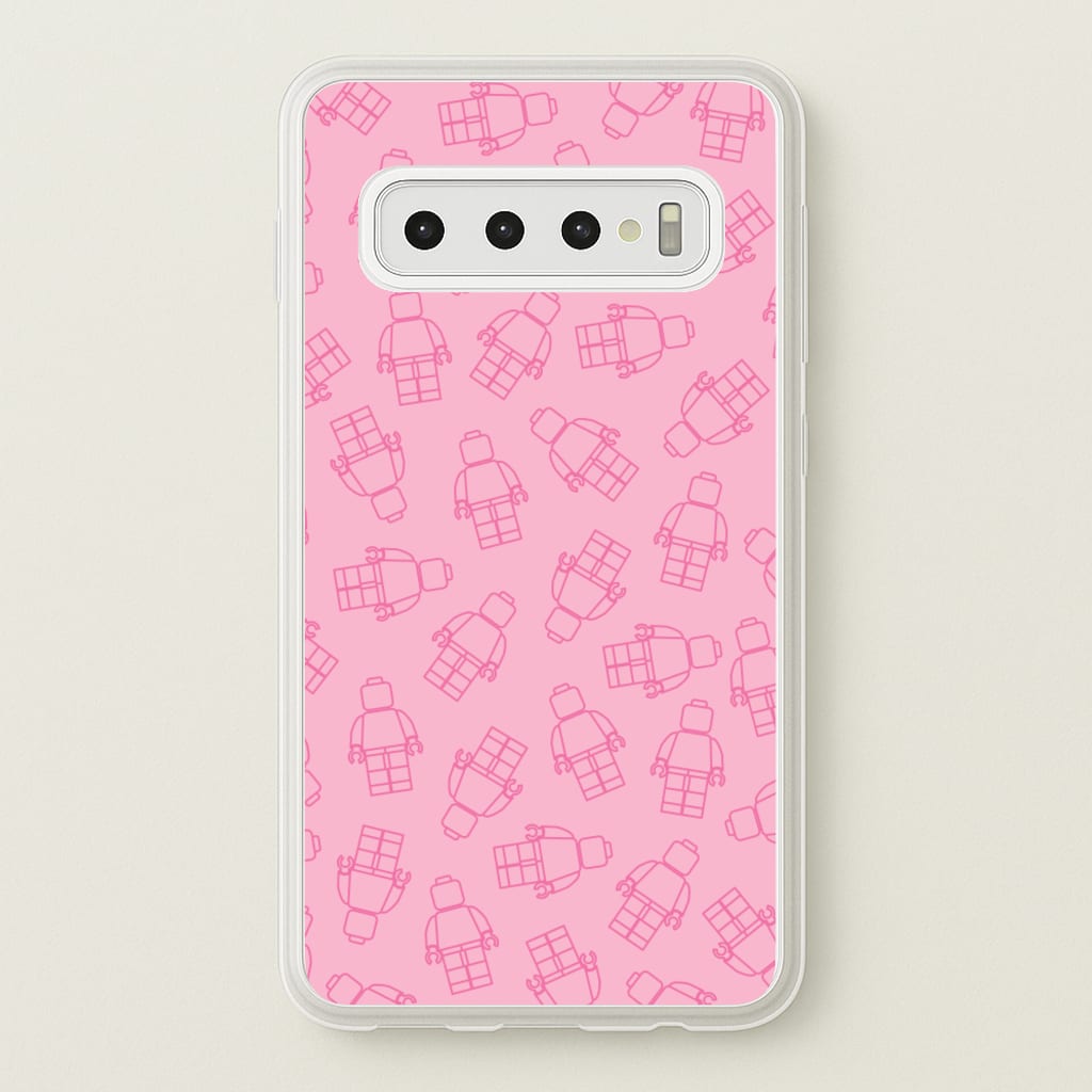 Bricks Figures Pattern Pink - Bricks Phone Case for Galaxy S10 Plus