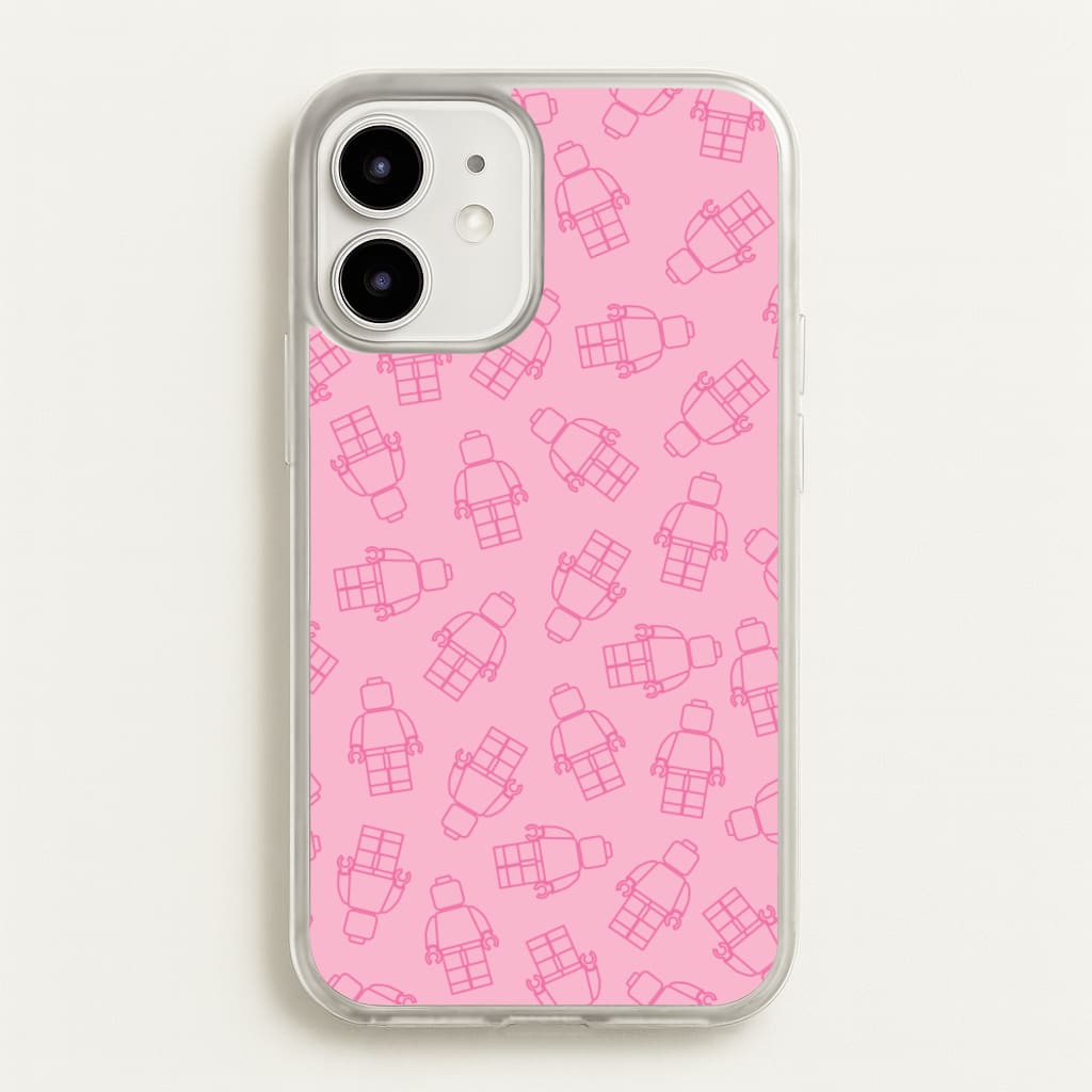 Bricks Figures Pattern Pink - Bricks Phone Case for iPhone 12 / 12 Pro