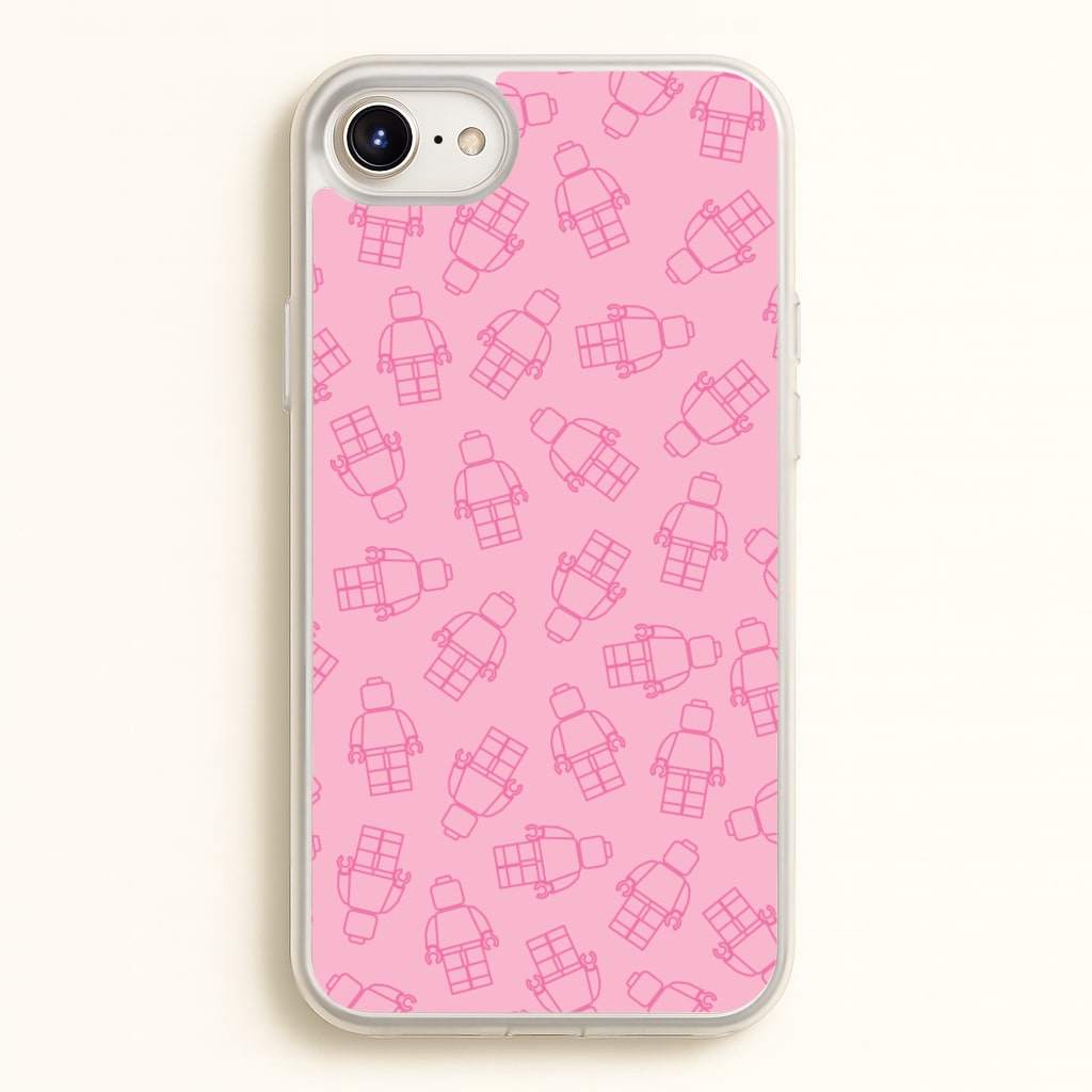 Bricks Figures Pattern Pink - Bricks Phone Case for iPhone 6 Plus / 7 Plus / 8 Plus