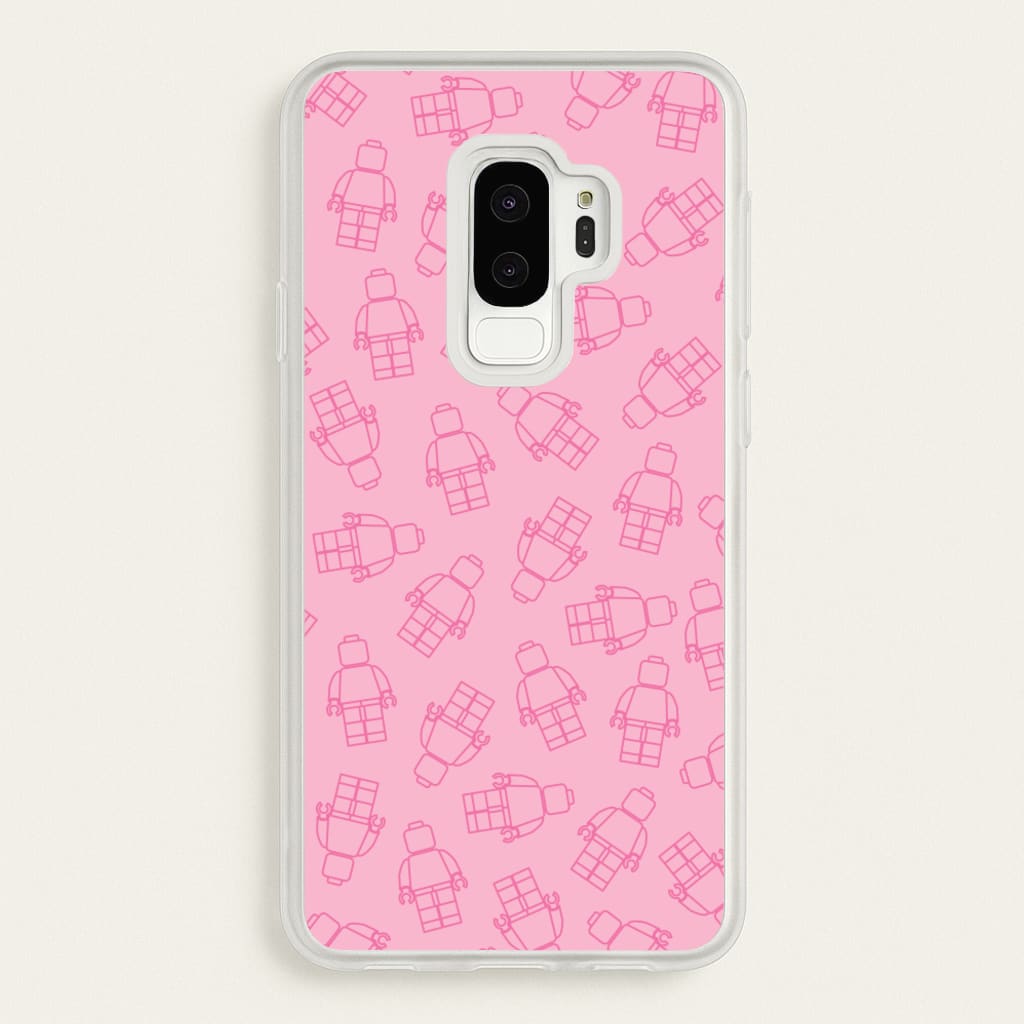 Bricks Figures Pattern Pink - Bricks Phone Case for Galaxy S9 Plus