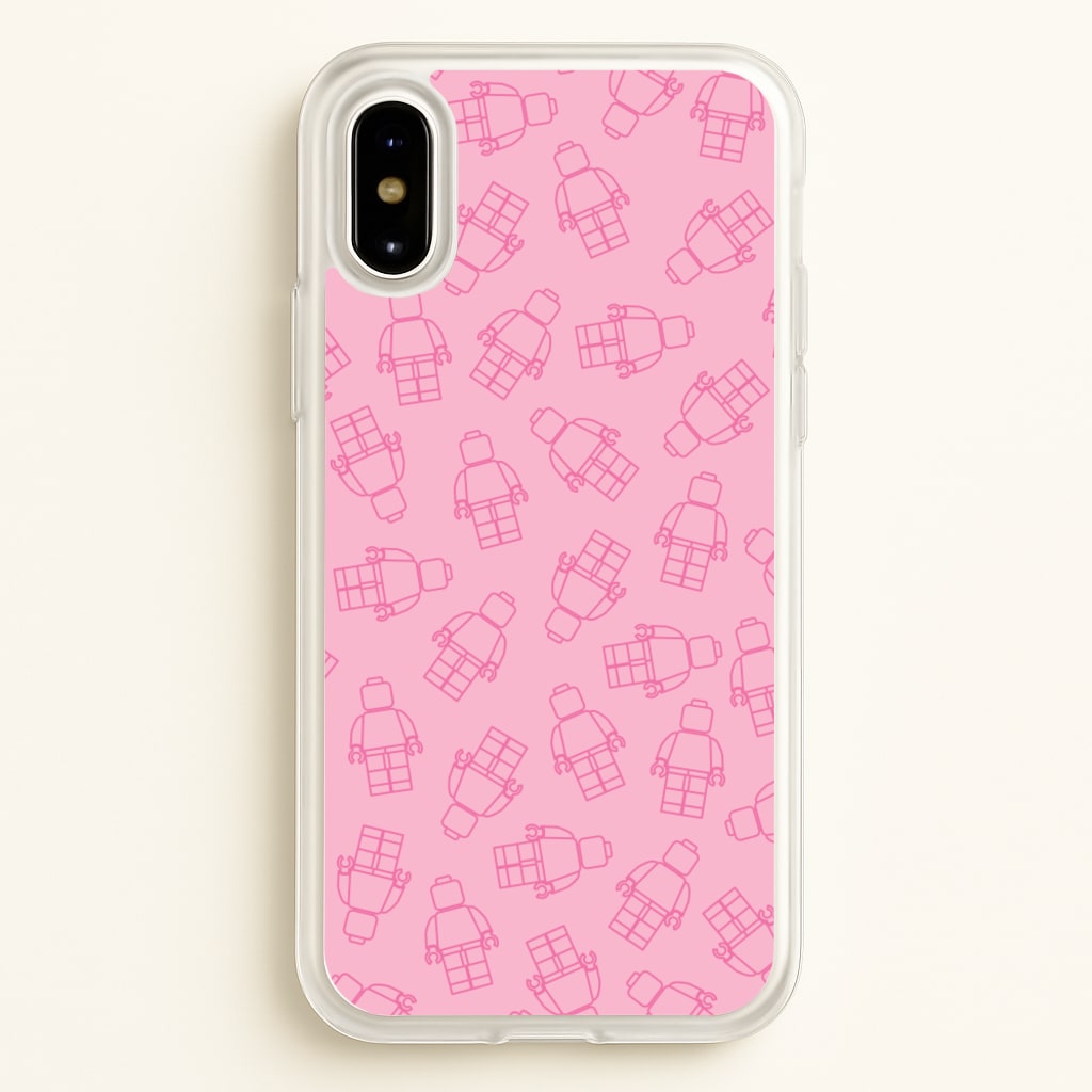 Bricks Figures Pattern Pink - Bricks Phone Case for iPhone X / XS