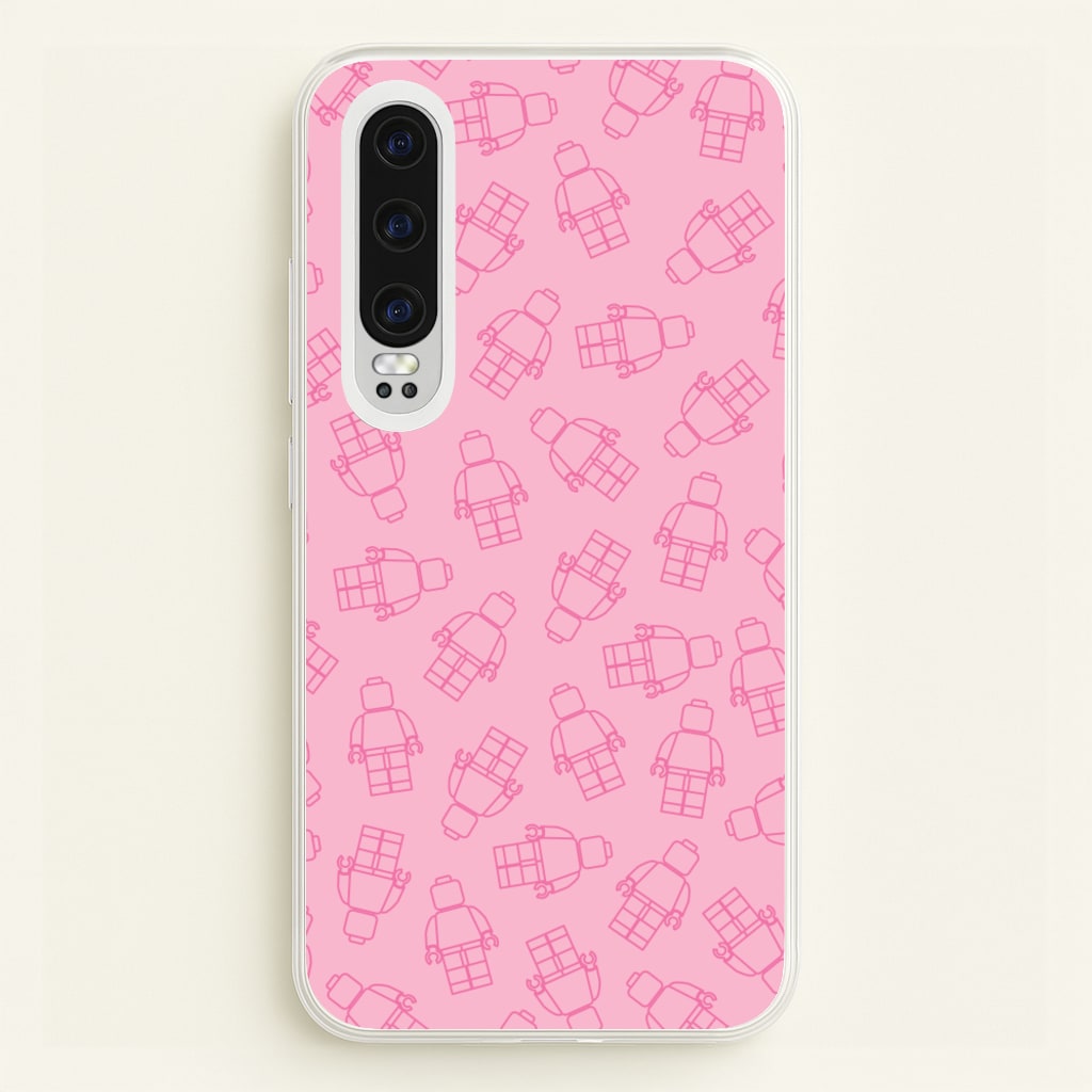 Bricks Figures Pattern Pink - Bricks Phone Case for Huawei P30