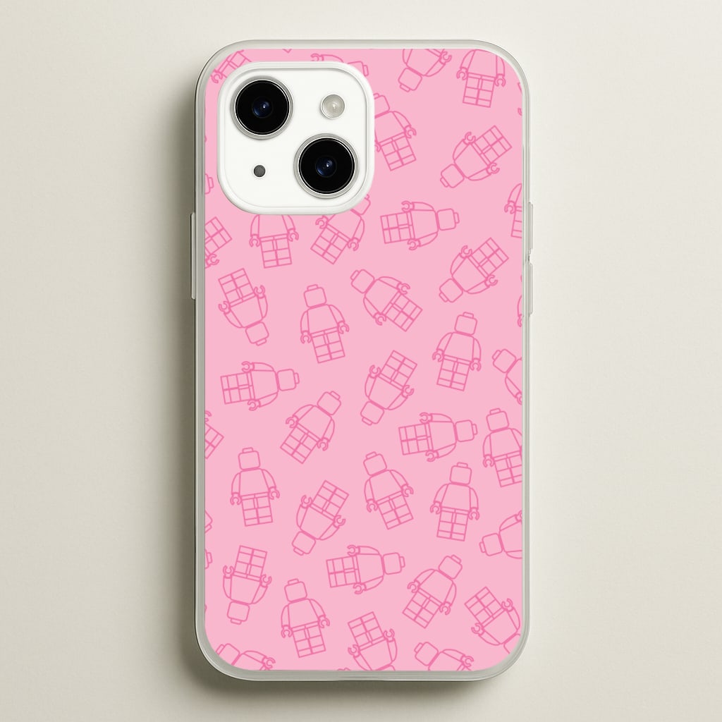 Bricks Figures Pattern Pink - Bricks Phone Case for iPhone 14