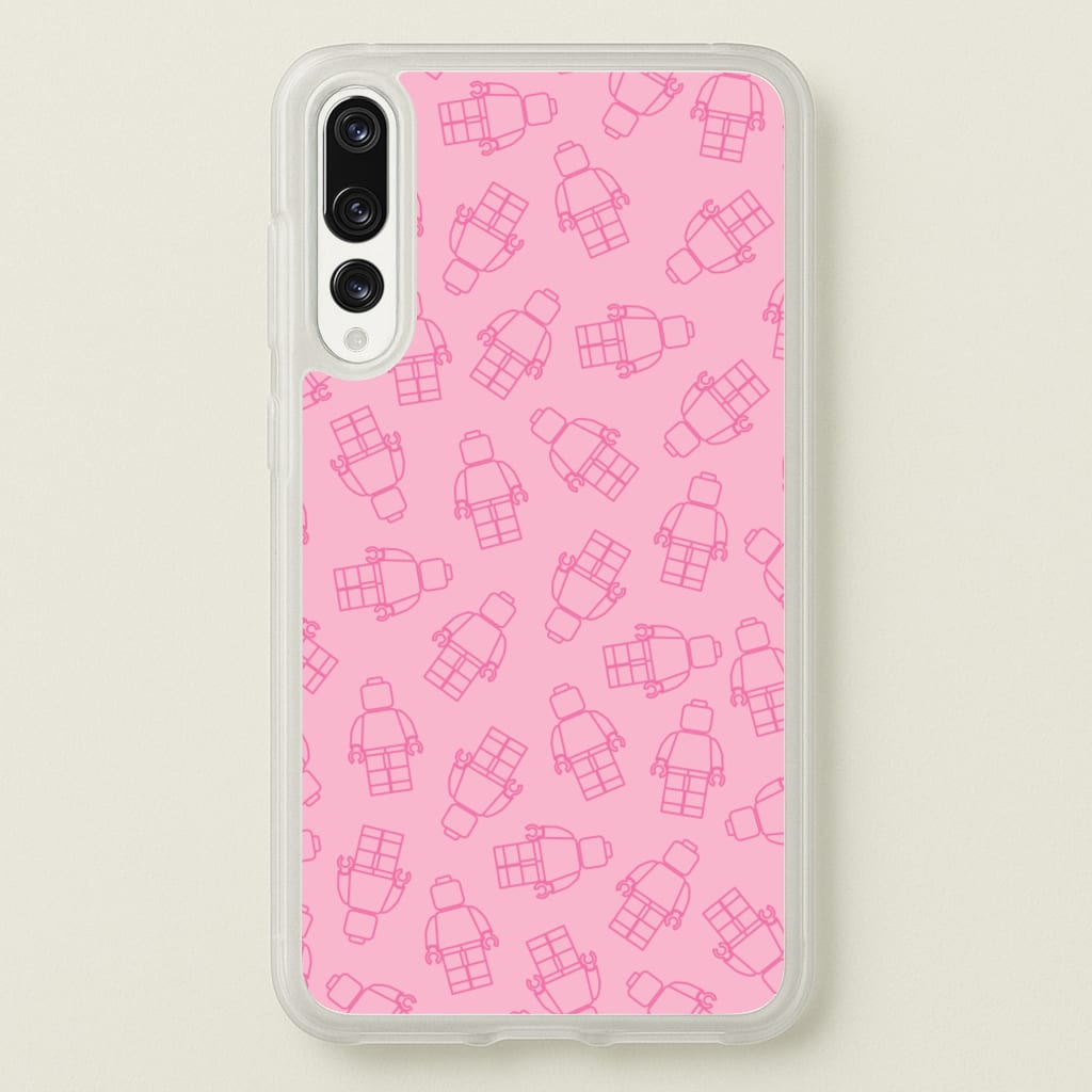 Bricks Figures Pattern Pink - Bricks Phone Case for Huawei P20 Pro