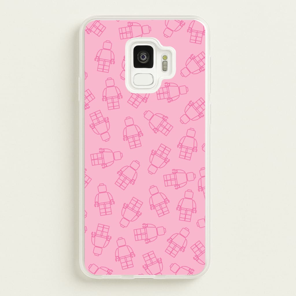Bricks Figures Pattern Pink - Bricks Phone Case for Galaxy S9