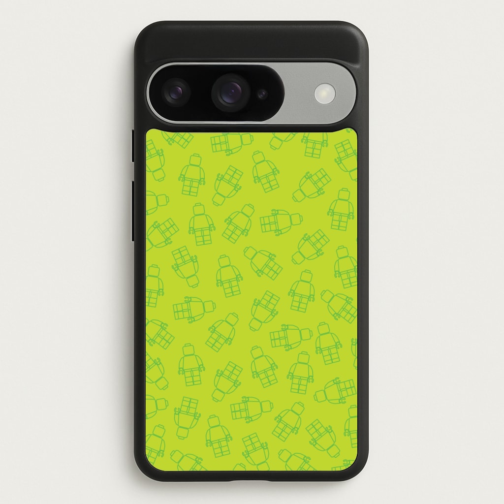 Bricks Figures Pattern Green Phone Case for Google Pixel 10 / 10 Pro