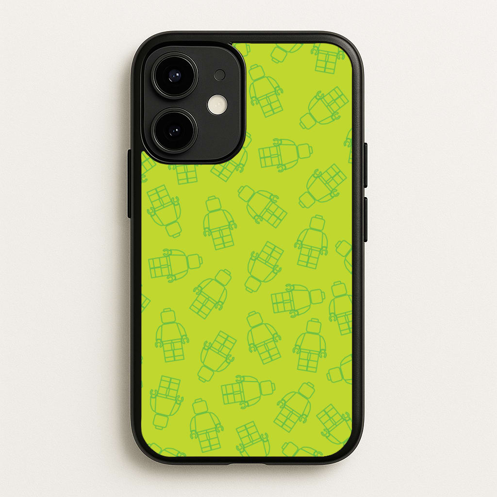 Bricks Figures Pattern Green - Bricks Phone Case for iPhone 12 / 12 Pro