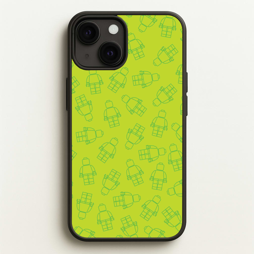 Bricks Figures Pattern Green - Bricks Phone Case for iPhone 13 Mini