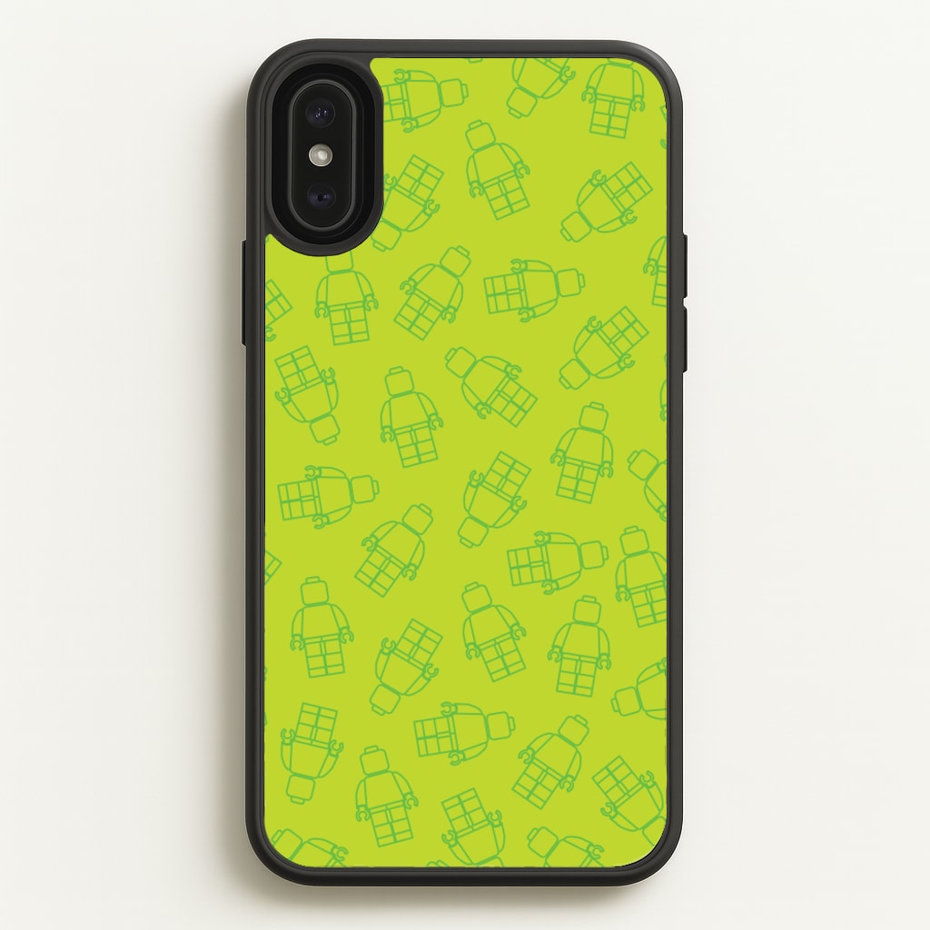 Bricks Figures Pattern Green - Bricks Phone Case for iPhone XS Max