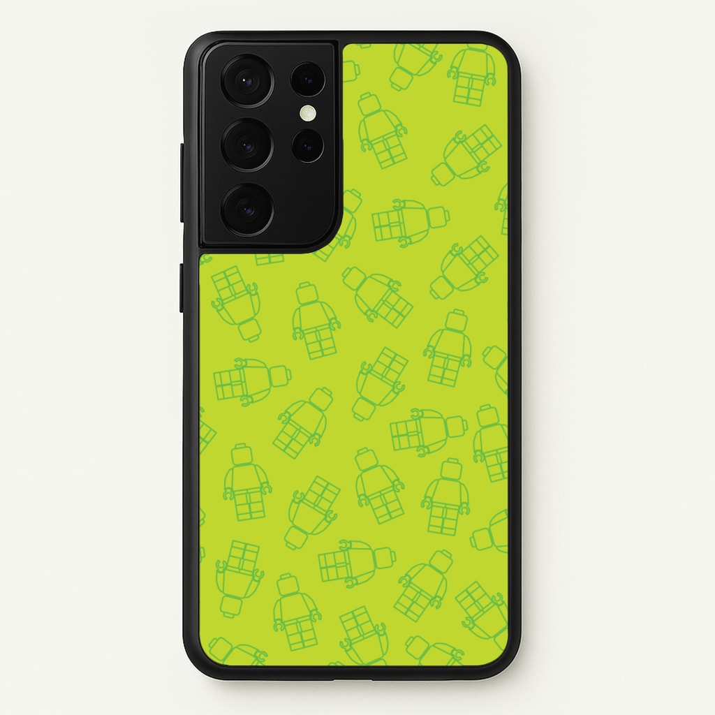 Bricks Figures Pattern Green - Bricks Phone Case for Galaxy S21 Ultra