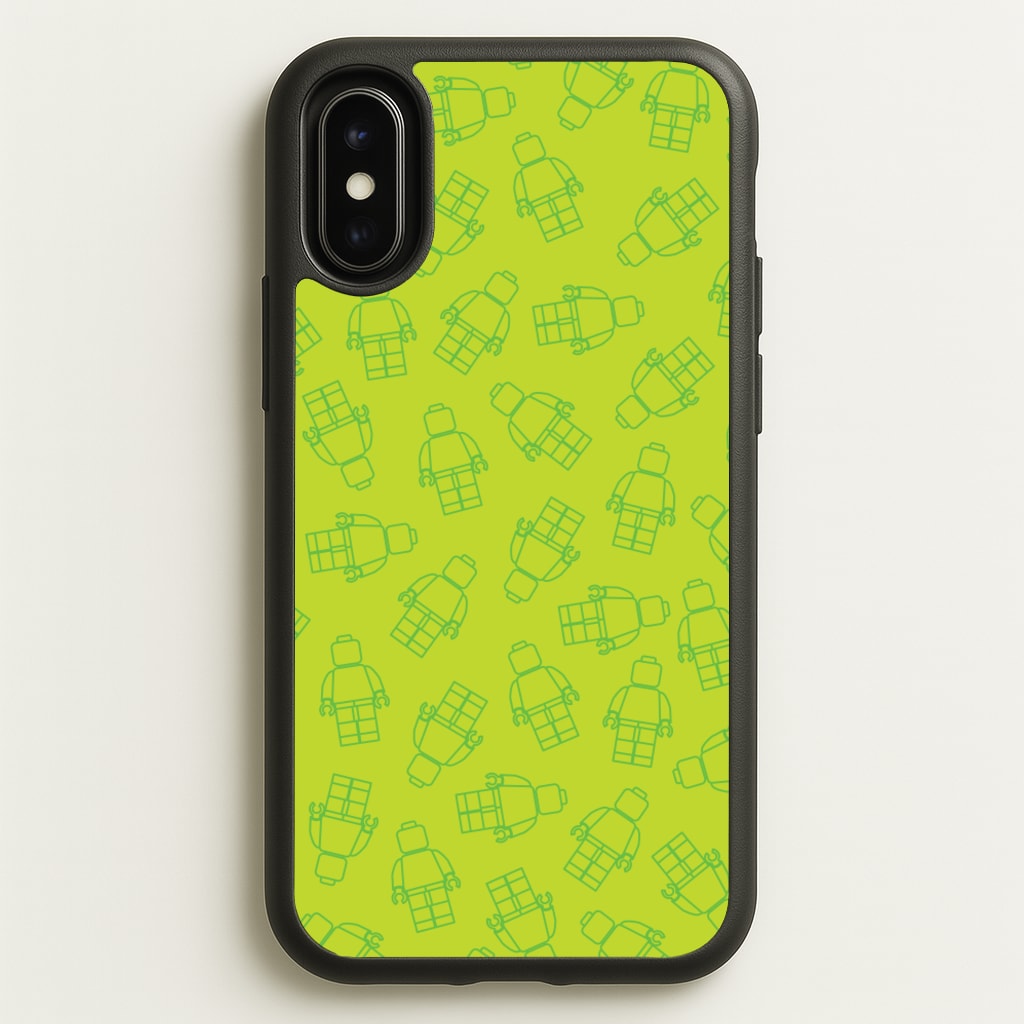 Bricks Figures Pattern Green - Bricks Phone Case for iPhone X / XS