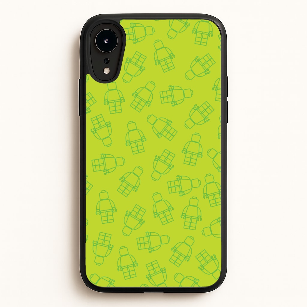 Bricks Figures Pattern Green - Bricks Phone Case for iPhone XR