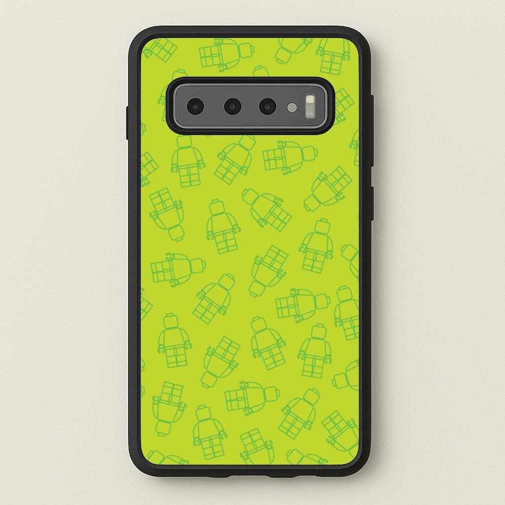 Bricks Figures Pattern Green - Bricks Phone Case for Galaxy S10 Plus