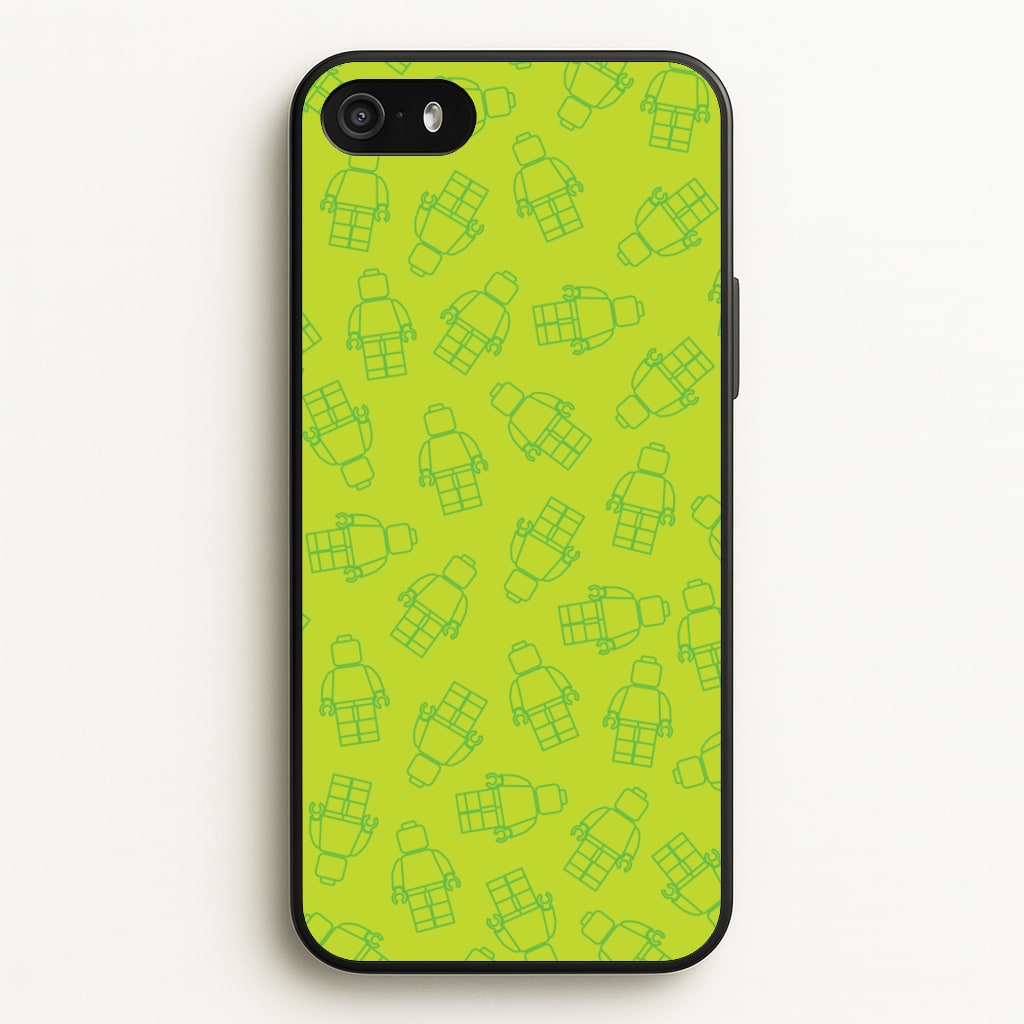 Bricks Figures Pattern Green - Bricks Phone Case for iPhone 5 / 5s / SE 2016