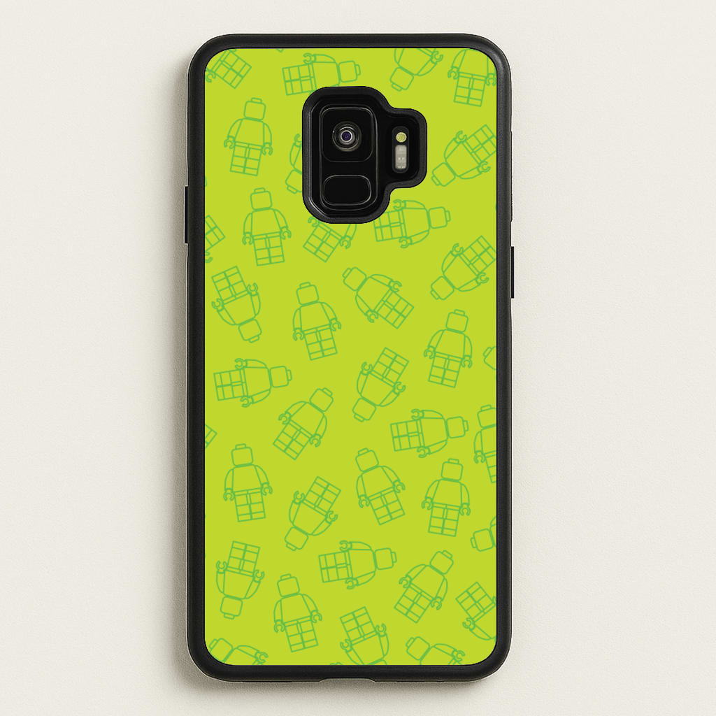 Bricks Figures Pattern Green - Bricks Phone Case for Galaxy S9