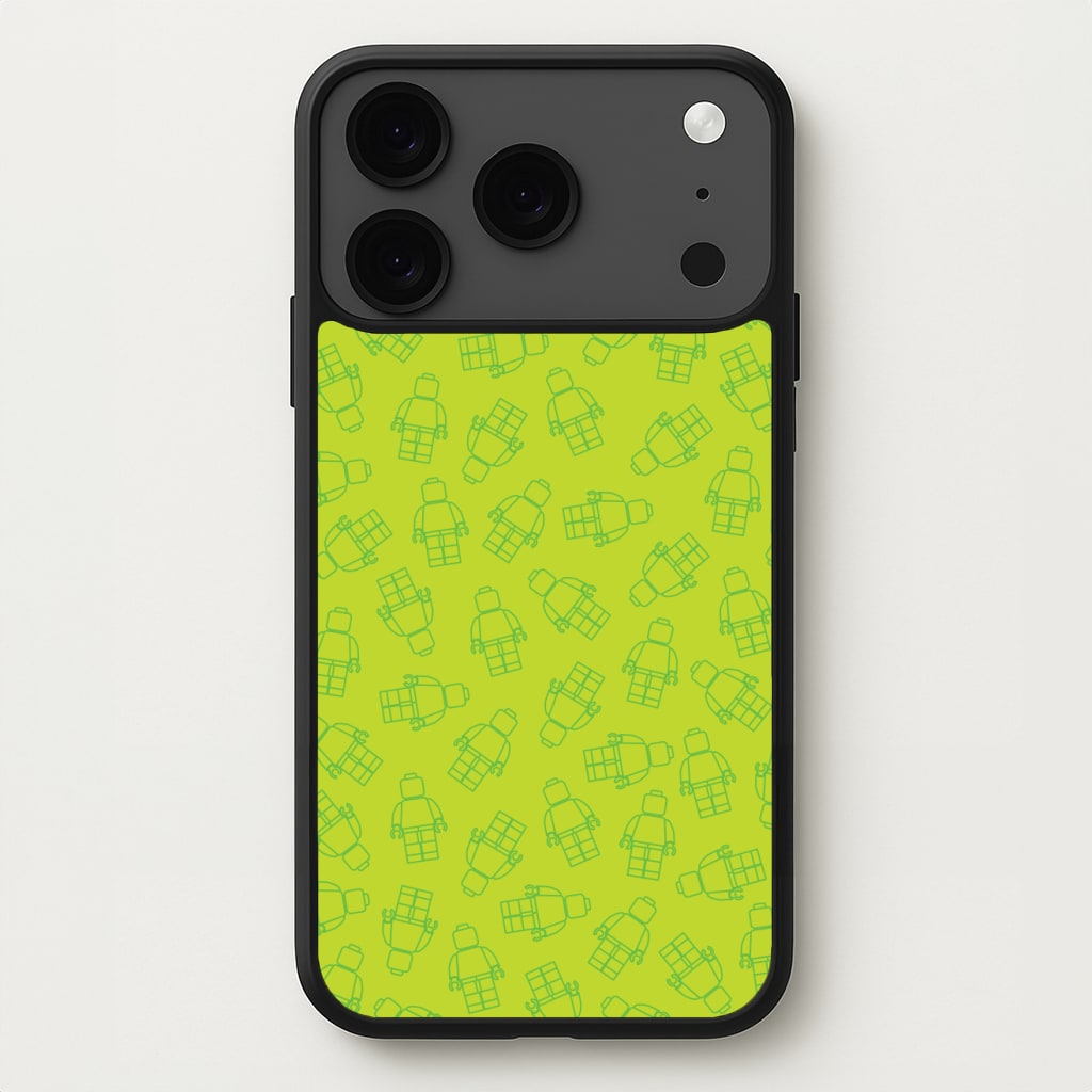 Bricks Figures Pattern Green Phone Case for iPhone 17 Pro Max