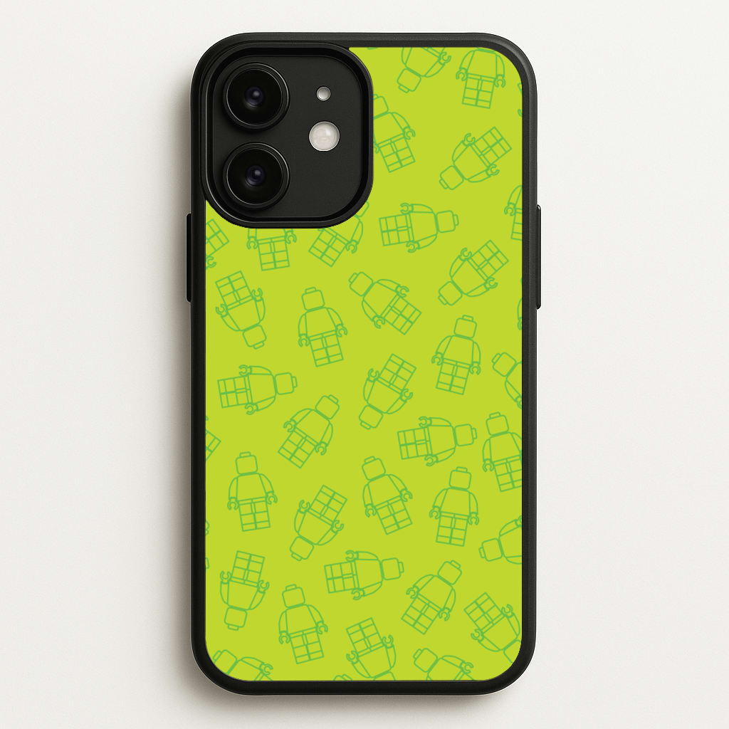 Bricks Figures Pattern Green - Bricks Phone Case for iPhone 11