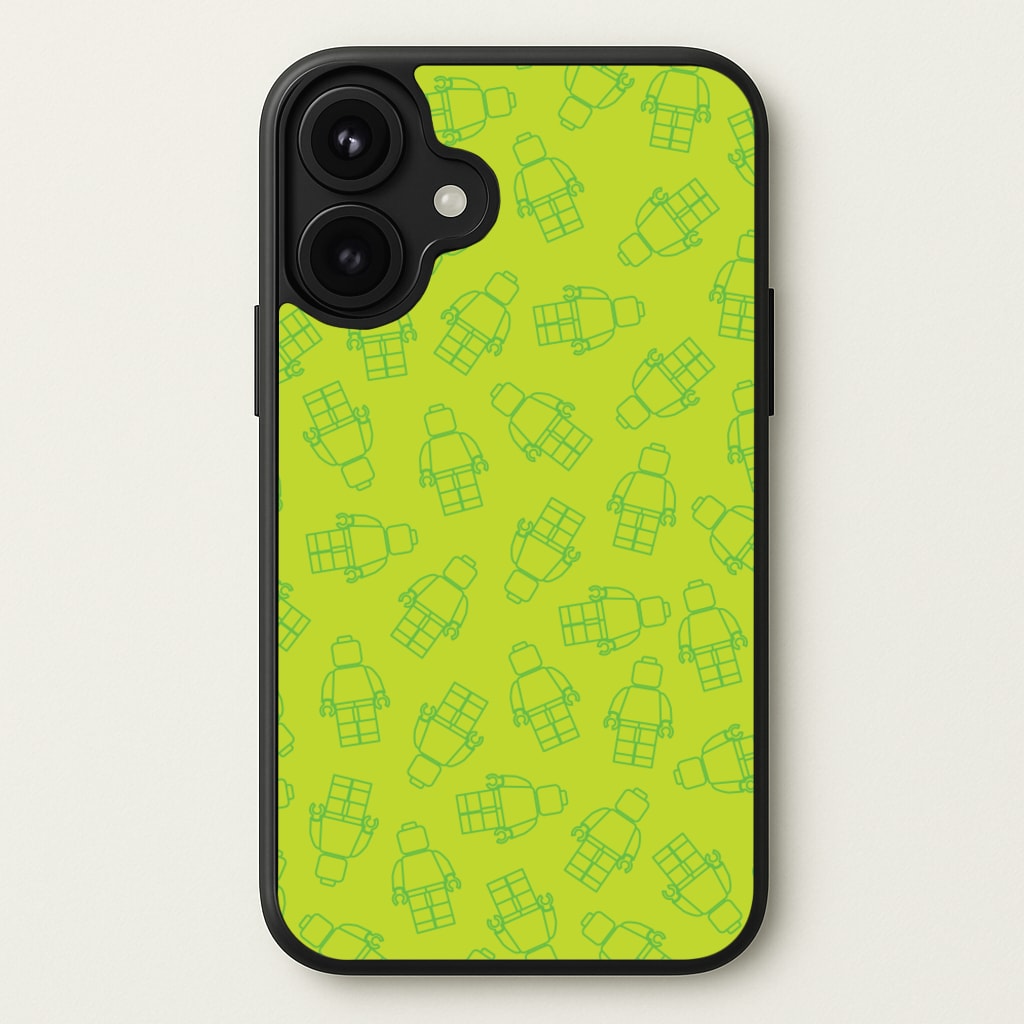 Bricks Figures Pattern Green Phone Case for iPhone 17
