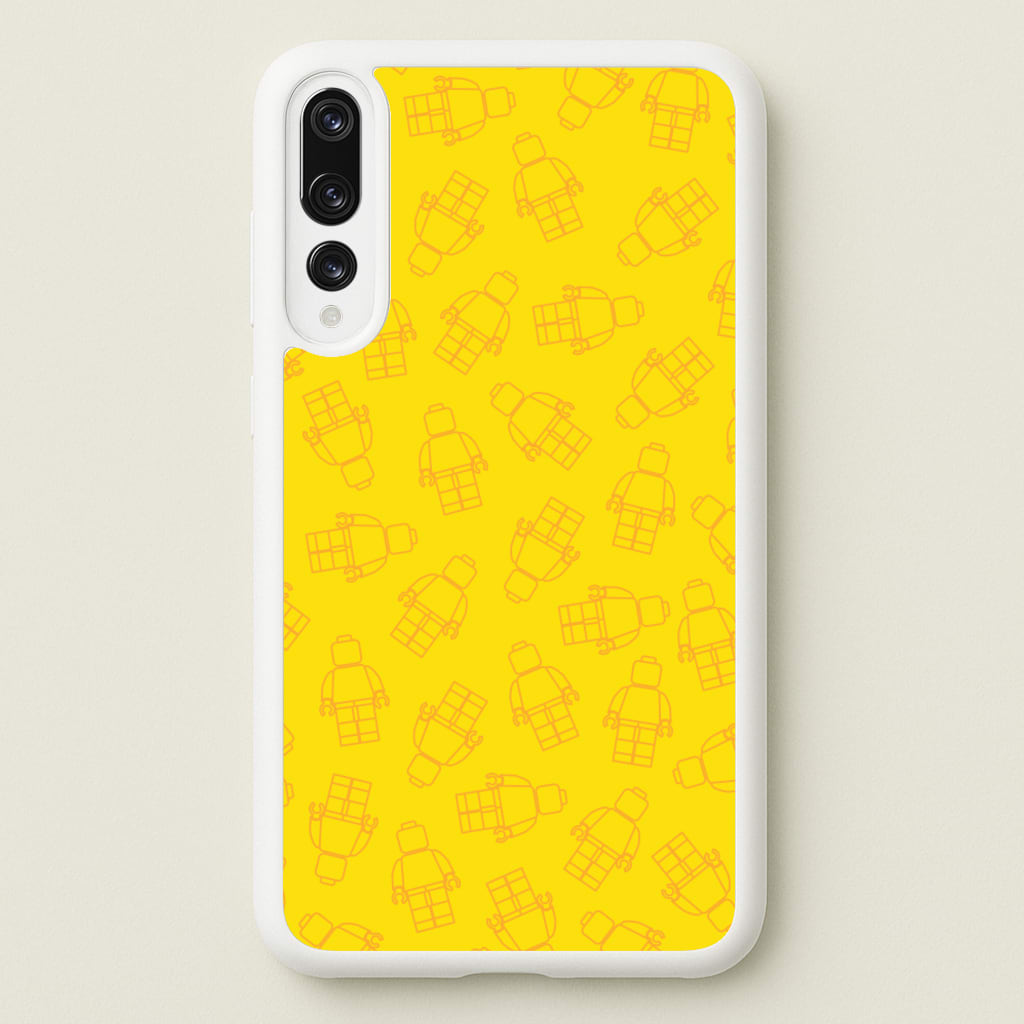 Bricks Figures Pattern Yellow - Bricks Phone Case for Huawei P20 Pro