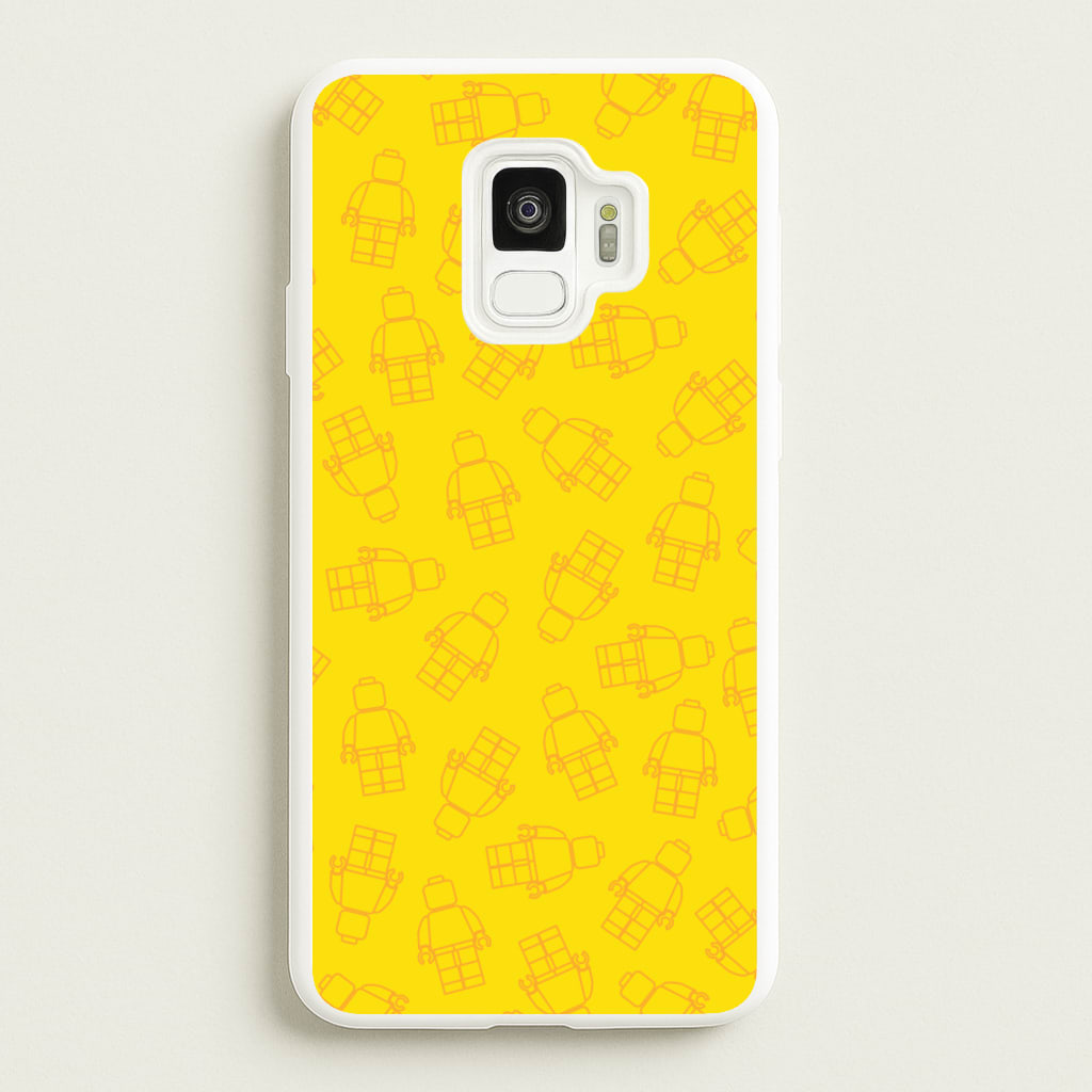 Bricks Figures Pattern Yellow - Bricks Phone Case for Galaxy S9